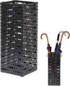 Metal Umbrella Stand ,Metal Umbrella Holder with 4 Hooks,Square Mesh Umbrella Holder for Home, Entryway, Office, Hotel & Supermarket(Black, 16.5 x 6.5 x 6.5Inch)