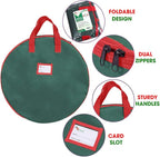 Primode Heavy Duty Wreath Storage Bag 30"- Garland Wreaths Container with Handles - Durable 600D Oxford Polyester Material Xmas Holiday Wreaths Storage Holder 30” (Green)