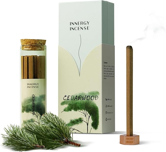 Cedarwood Incense Sticks – Innergy Natural Wood Aroma, Meditation & Mindfulness Incense, Forest-Inspired Calming Scent