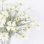 2 Pcs Artificial Fake Flowers Plants Cosmos Silk Flower Arrangements Wedding Bouquets Decorations Plastic Floral Table Centerpieces for Home Kitchen Garden Party Decor Approx 23.6'' High - White
