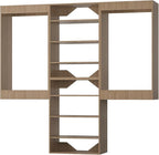 Modular Closet System, 96" Wide Closet Organizer System with Hanging and Towers, Wood Tower Closet Storage for Walk In Closets, Wall Mounted Wardrobe Organizer Kit System, Bedroom, Wood