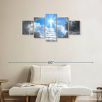 Elephant Stock Stairway To Jesus Christ Wall Art Multi Piece Canvas - 5 Panel Christian Pictures Decor - Digital Design Canvas Print - Christian Wall Decor - 42" X 19"
