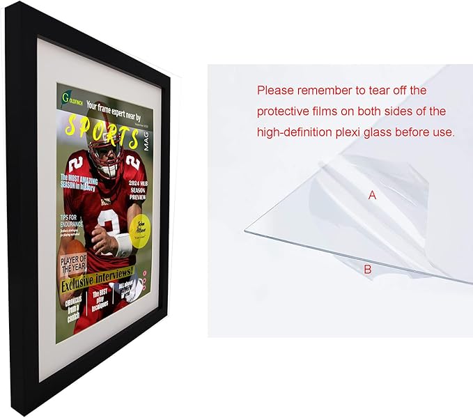Goldfinch 2 Packs Sports Magazine Frames Displays Magazines Measuring 8 x 10.5 inches with White Core Matting,Suitable for 1994-Current Collector's Edition Sports Magazines with Installed Hangers