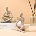 Gold Reading Women Statue, Thinker Sculptures, Abstract Art Ornament, Modern Aesthetic Figurine Decoration, Suitable for Home Living Room Bedroom Office Shelf Table Desk Bookshelf Decor