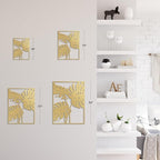 SIGNLEADER Metal Wall Art Decor Two Tropical Monsteras Leaf Minimalist Modern Abstract Wall Sculpture Hangings Home Decoration for Living Room, Bedroom, Bathroom, Kitchen, Outdoor - 30" Gold