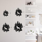 SIGNLEADER Metal Wall Art Decor Wolf and Pine Tree Minimalist Modern Abstract Wall Sculpture Hangings Home Decoration for Living Room, Bedroom, Bathroom, Kitchen, Outdoor - 24" Black