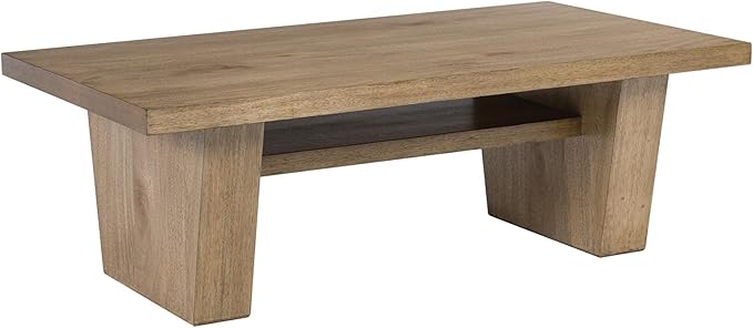 Signature Design by Ashley Kristiland Classic Cocktail Table with 1 Lower Shelf, Light Brown