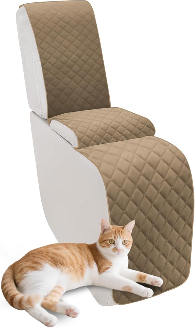Reclining Sectional Couch Covers Velvet L Shape Recliner Sofa Middle Console Cover for Dogs Pets Washable Anti Slip 1 Additional Recliner Center Console Slipcovers (1 Console, Camel)