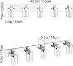 Aipsun Chrome Bathroom Light Fixtures 5 Light Bathroom Vanity Light Stainless Steel with Clear Glass Shade(Exclude Bulb)