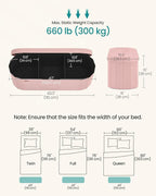 SONGMICS Mazie Collection - Folding Ottoman with Storage, Oval Storage Ottoman Bench, for Living Room, Bedroom, Velvet Fabric, 15 x 43 x 15 Inches, Jelly Pink ULSF297SA01