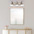 3-Light Bathroom Vanity Light Fixtures, Modern Vanity Lights with Clear Glass Shade Wall Light Brushed Nickel Wall Sconce Lighting for Living Room, Bedroom Kitchen Farmhouse