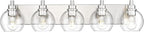 Bathroom Light Fixtures, 5 Light Brushed Nickel Vanity Light, 32 Inch Modern Wall Sconces with Globe Clear Glass Shade, Vanity Lighting Fixtures Over Mirror, VL195-BN-CL-5