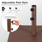 HAPPYGRILL 50 LBS Patio Umbrella Base, 24” Outdoor Square Market Umbrella Base Umbrella Holder with 1.6”/1.9” Adapters, 2 Tightening Knobs, 2 Built-in Wheels, Carry Handle