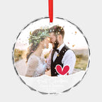 Personalized First Christmas Married Ornament 2024 Photo Text Custom Christmas Ornaments Crystal 2024 Customized Weddings Gifts for Couples Family Friends Xmas Decor