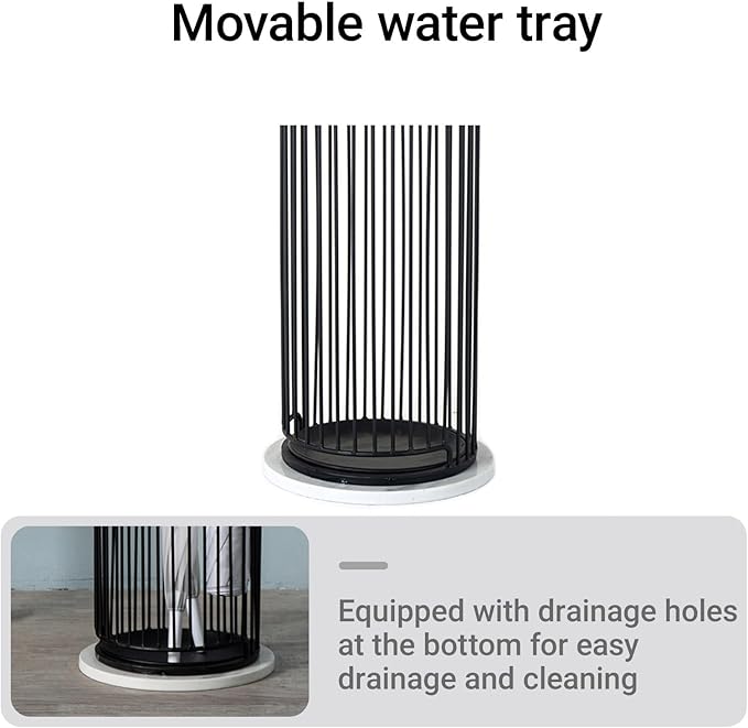 Large Capacity Umbrella Stand Rack Commercial,Large Capacity Metal Upright Umbrella Storage Cylinder,Metal Standing Umbrellas Holder(White)