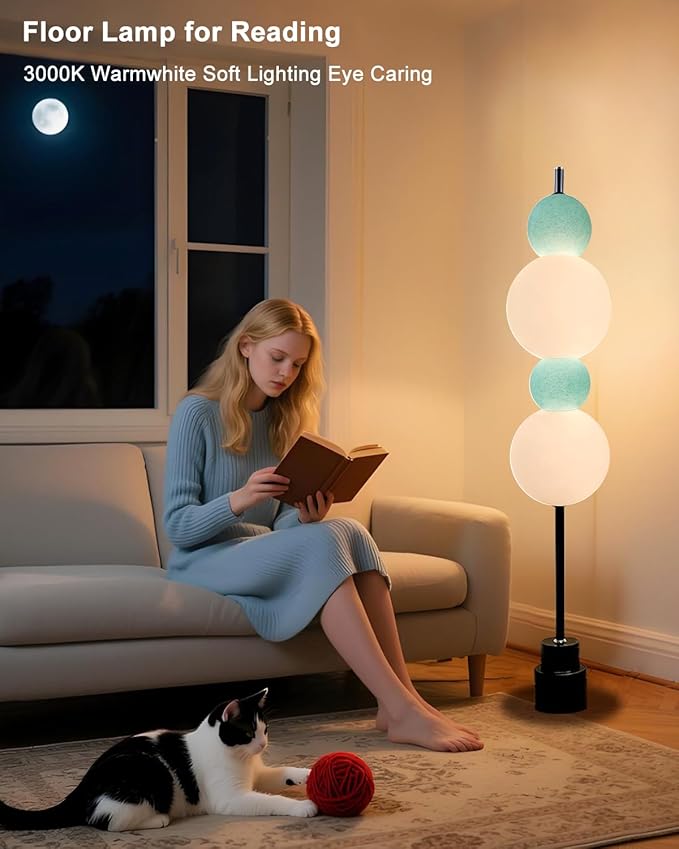 Lightdot RGB& 3000K Floor Lamp with Touch Control, Dimmable Colors Temperature, Globe Modern Floor Lamp with Smart Bulb Included, Blue Standing Lamps for Living Room/Sofa Beside/Corner Decor