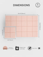 Bumusty Large Felt Bulletin Board, 36" x 24" Cork Board Alternative, 6-Pack Wall Tiles with 4-Compartment Design, 30 Push Pins, 40 Adhesive Tabs, Ideal for Office & Home Decor, Pink