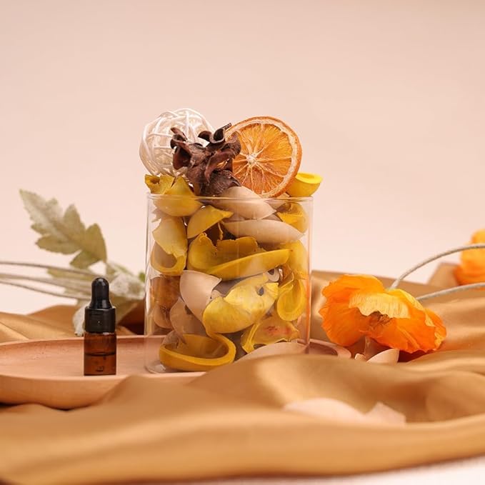 KAV Potpourri Bowl Filler, Spring Pot pourri Dried Flower Vase Fill Mix, Home Decor Scented Dry Petal Puporri, Cinnamon and Citrus, Natural Flower Home Fragrance 14 oz (Yelling Yellow)