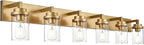 MELUCEE 6-Light Vanity Lights for Bathroom 45.3 Inches Length, Modern Bathroom Light Fixtures Wall Mount with Clear Glass Shade for Vanity Table/Over Sink/Kitchen, E26 Base