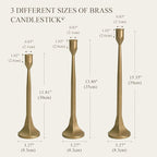 Cast Iron Tall Antique Brass Candlestick Holders Set of 3, Bronze Vintage Gold Tall Taper Candle Holders, Candle Sticks Holders Decor for Home Decor, Mantle, Table-11.8"+13.8"+15.4"(Gold)