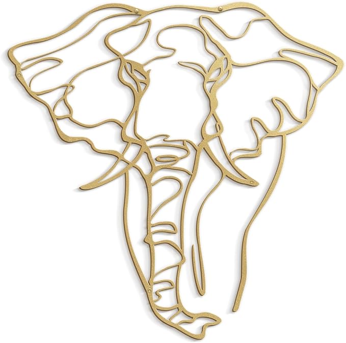 SIGNLEADER Metal Wall Art Decor Elephant Minimalist Modern Abstract Wall Sculpture Hangings Home Decoration for Living Room, Bedroom, Bathroom, Kitchen, Outdoor - 18" Gold