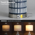 25" Modern 3-Way Dimmable Touch Control with USB A+C Ceramic Lamps Set of 2 Table Lamp for Living Room Bedroom Farmhouse Nightstand Bedside Blue