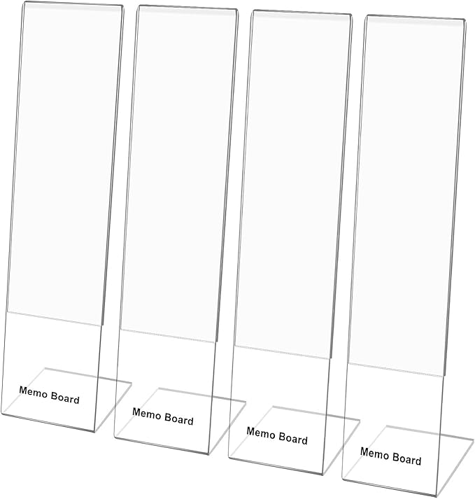 Monitor Memo Board Holder by Computer Screen Acrylic Sticky Note Stand Message Panel Reminder for Office, Pack of 4, Clear