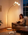 Lightdot 63IN Gold Floor Lamp 4-Lights Globe LED Floor Lamps with 3000K Soft Warm Golden for Wedding/Party, Modern Tall Lamp for Living Room/Bedroom/Sofa Beside/Corner Decor (Bulbs Included)