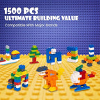 Lekebaby Classic 1500 Pieces Building Bricks Kit Basic Brick Set Classic Colors for Kids Creative Play, Compatible with All Major Brands, Gifts Educational Toy for Boys Girls 6 Years Old and Up