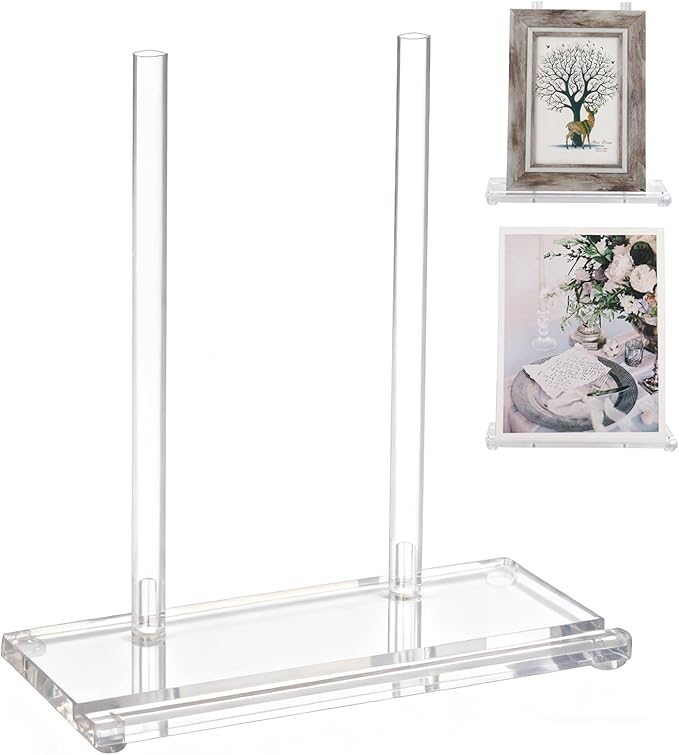 Acrylic Book Display Holder Clear Tabletop Display Stand Artwork Storage Rack for Home Office Book Picture Plate Frame Albums Record Magazine Tablet Clear, 7.8 x 3.5 x 7.6Inch
