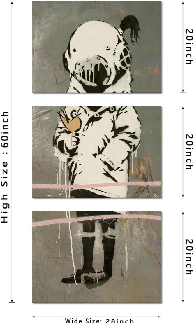 Novatique Street Canvas Wall Art Classic Graffiti Wall Art Abstract Banksy Poster Print Graffiti Picture Home Decor for Bedroom Living Room Office, 20" x 28" x 3Pcs
