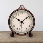 Peakeep 4" Small Battery Operated Antique Retro Analog Alarm Clock with Contour Lines in Gold for Room Decors, Silent Elegant Bedside Desk Gift Clock
