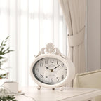 Vintage Table Clock, Desk and Shelf Decor Clock, French Rustic Antique Style White Mantel Clocks, for Farmhouse, Living Room, Bedroom, Bedside, Gift (7.87" H x 7.87" W)