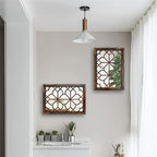 Wocred Set of 2 Rectangular Wall Mirror,Gorgeous Rustic Farmhouse Accent Mirror,Caramel Color Entry Mirror for Bathroom Renovation,Bedrooms,Living Rooms and More(11”x15”)