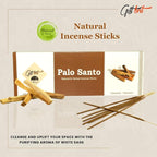 Giftbrit Palo Santo Natural & Herbal Incense Sticks 100 Sticks with Incense Holder for Meditation, Yoga, Church, Relaxation, Healing and Positivity