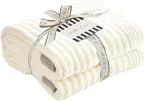 WRENSONGE Striped Throw Blanket, White Soft Cozy Fluffy Warm Hand Made Throw Blankets for Couch, Sofa, Chair, Bed, Camping, Picnic, Travel Lightweight Bed Blanket - 50"*60"