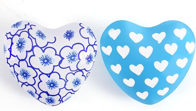 Blue Garden Heart Chimes, 2 Pack Handheld Stainless Steel Heart Bells with Hand-Painted Designs, Portable Stress Relief Chime, Valentine’s Day Gift for Her