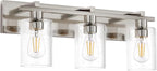 Espird Bathroom Vanity Light, 3 Light Brushed Nickel Bathroom Light Fixture with Thickened Seeded Glass Shade, 24 inch Modern Vanity Lights, Bathrooms Lights Fixture Over Mirror