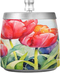 Red Tulip Spring Ashtray with Lid, Outdoor Ashtrays for Patio, Stainless Steel Ashtray Odorless Smokeless for Home Office Balcony