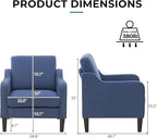 VINGLI Mid century Modern Accent Chair,Navy Blue Fabric Accent Chairs for Living Room Upholstered Armchair with Scooped Arms for Bedroom,Apartment,Studio,Office,Waiting Room