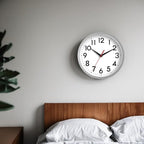 12 Inch Wall Clock Battery Operated Silent Non Ticking Analog Modern Decorative for Office Kitchen Outdoor Living Room Classroom Bedroom Bathroom School(Silver)