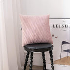 18x18 Pink Throw Pillow Covers: 2 Pack Original Striped Velvet Square Decorative Pillow Cases for Farmhouse Couch
