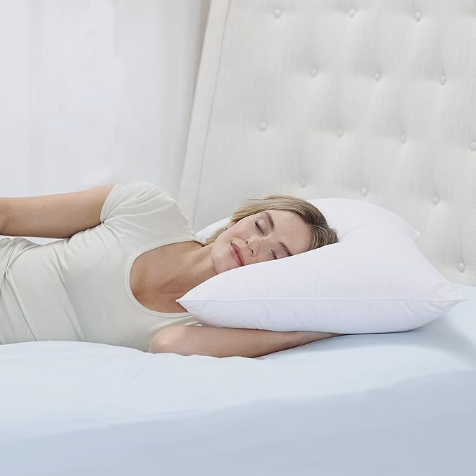 Cuddledown Organic Cotton Down Alternative Pillow | 100% Organic Cotton Shell | European Down Alternative Fill | Hypoallergenic | Handcrafted | Oeko-TEX Certified | 20" x 30" | Queen | Medium