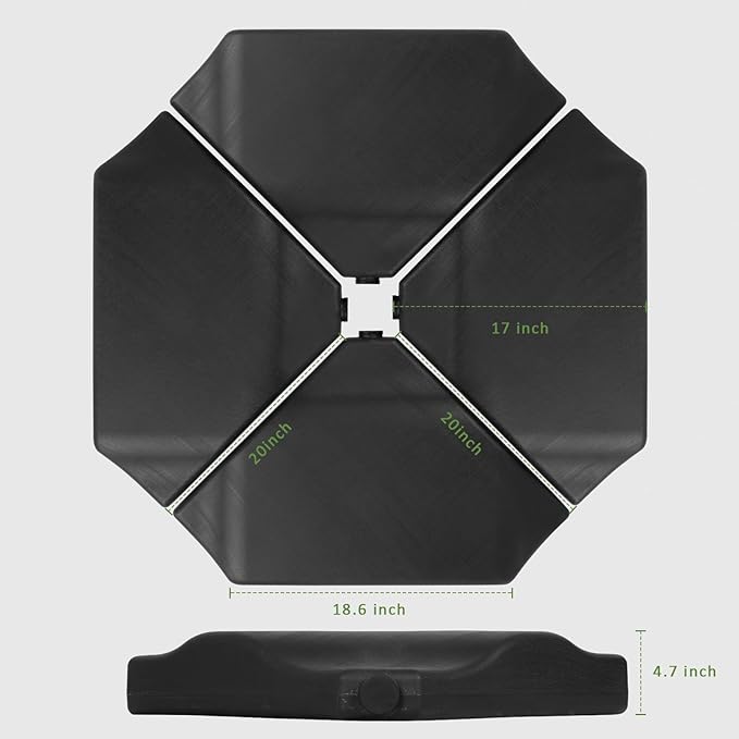 Abba Patio Umbrella Offset Base Stand 4PCS, Cantilever Umbrella, Heavy-Duty Square Stand, Sand Filled for Garden Law Backyard, Scratch-Resistant, 264lbs Capacity, Black