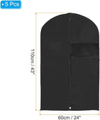 PATIKIL 43" Garment Bag, 5 Pack Breathable Suit Bag for Storage Hanging Clothes Dustproof Garment Covers for Suits Coats Dresses, Black