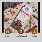 Incense Sticks 8 Inch, Made from Temple Flowers, Rose and Sandalwood Blend, Includes Incense Burner Stand, 80 Count, Long-Lasting Fragrance for Meditation, Yoga, Home, Office