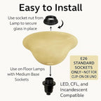 LIGHTACCENTS Alabaster Amber Glass Lamp Shade – Replacement Shade for Floor Lamps with E26 Medium Base Socket – Torchiere Lamp Glass – Amber Swirl Light Shade