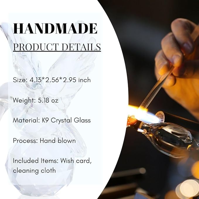 Crystal Glass Hummingbird Figurine Gold Tiny Bird Statue Hand Blown Glass Animal Sculpture Collectible Paperweight Gift for Women