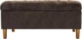 Homepop Home Decor | Tufted Ainsley Button Storage Ottoman Bench with Hinged Lid | Ottoman Bench with Storage for Living Room & Bedroom, Chocolate Brown Velvet