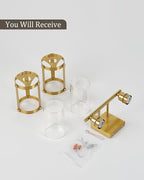 2-Light Brushed Gold Bathroom Light Fixtures, 13.8 Inch Modern Bathroom Vanity Lighting Fixtures Over Mirror with Clear Glass and Metal Cage Wall Sconce Lights for Bath, E26, OS-3014BG-2W